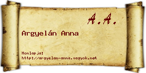 Argyelán Anna névjegykártya