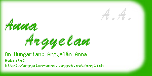 anna argyelan business card